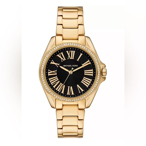 Michael Kors Women's Kacie Three-Hand Gold-Tone Stainless Steel Watch 39mm NWT